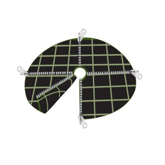 Round geotextile with 4 zippers suitable for trees