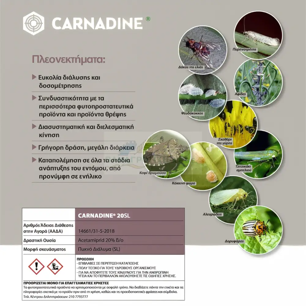 CARNADINE 1LIT - ΔΙΑΣΥΣΤΗΜΑΤΙΚΟ ΕΝΤΟΜΟΚΤΟΝΟ ACETAMIPRID
